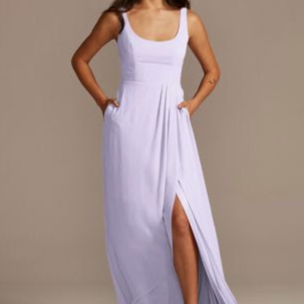Chiffon Tank Scoop Neck Bridesmaid Dress - Iris, Size 2
